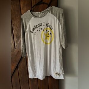 Converse  Gray and White Raglan Shirt 1 Star Vintage